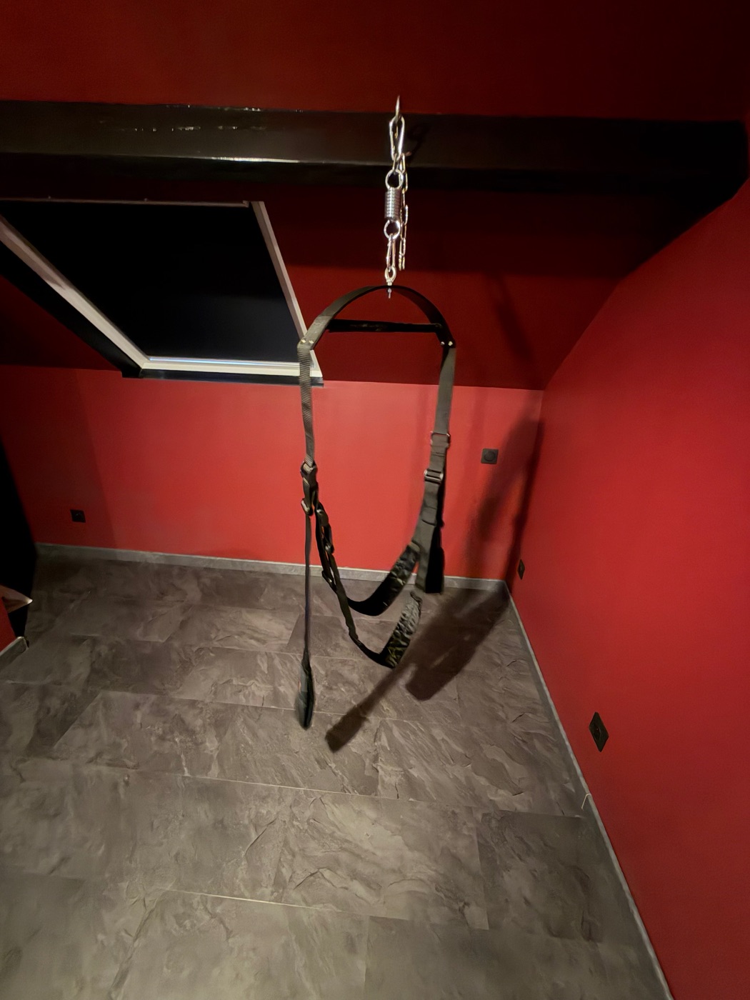 Balançoire suspendue de la chambre sensuelle — love room L'Inavouable, Marquise